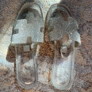 Steven Archer Clear Jelly Embellished Rhinestone Sandals 9 NWOB